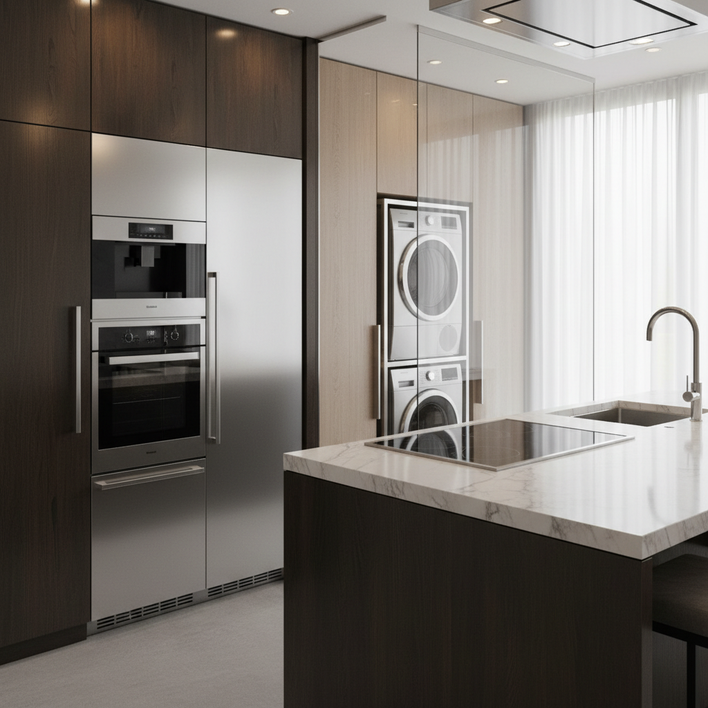 Premium kitchen and laundry appliances in a luxury home